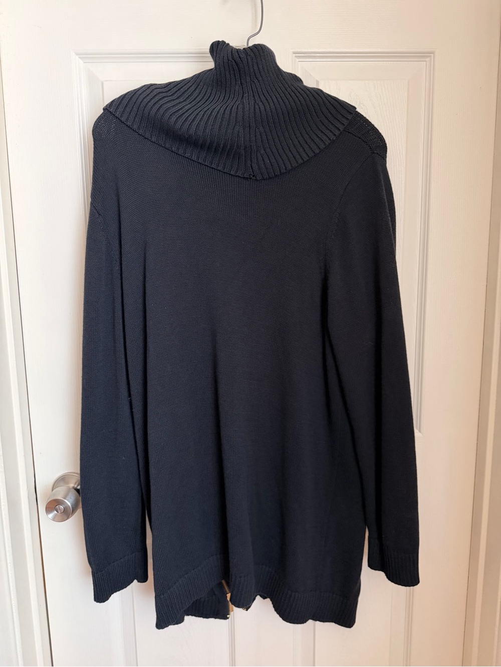 INC Asymmetrical Ribbed Cowl Neck Black Sweater Gold Accent Zippers Size 2X EUC - Picture 6 of 12